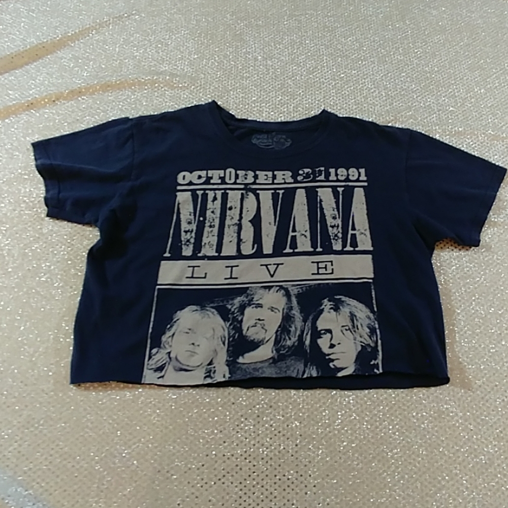 Nirvana Live crop top, navy blue, small
